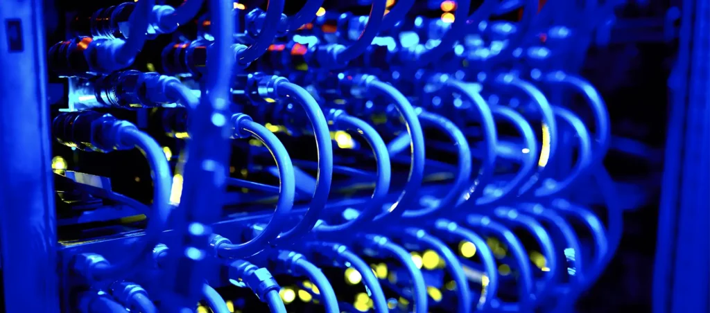 Shared hosting vs VPS - server cables in a data center