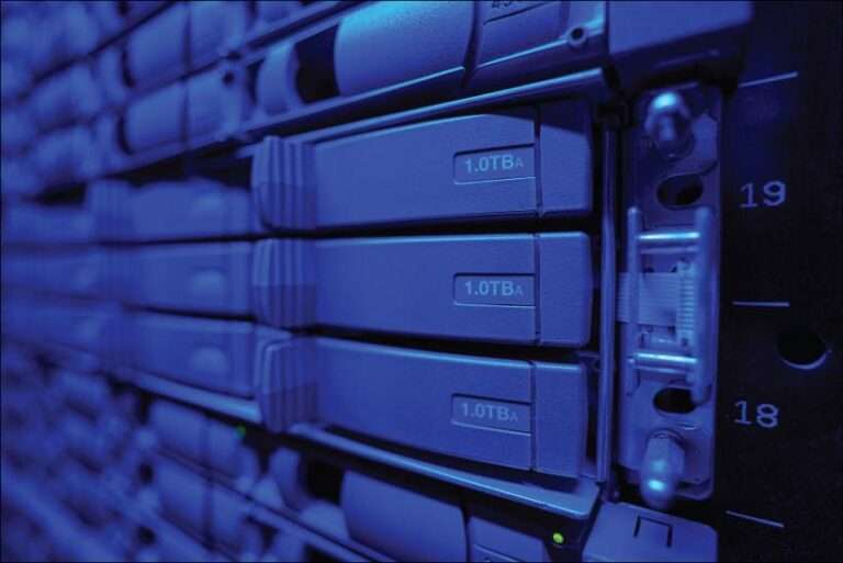 VPS total cost of ownership - blue-lit server front panel