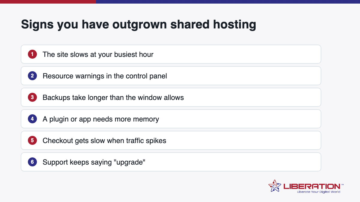 Signs a small business has outgrown shared hosting