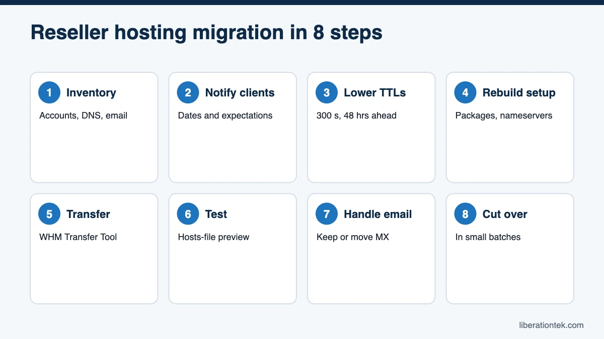 Reseller hosting migration in 8 steps