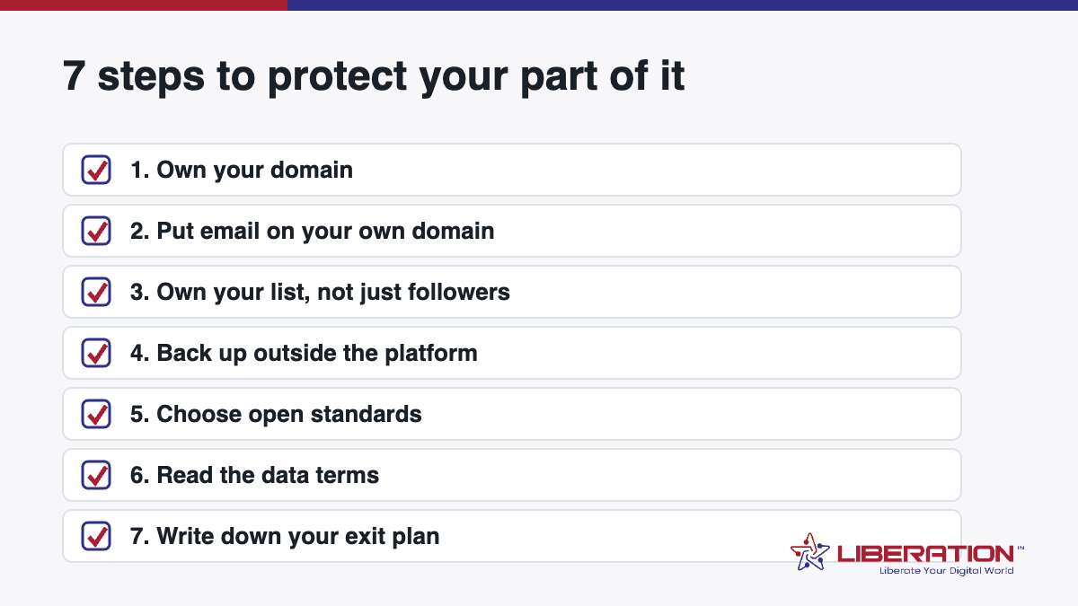 Checklist of seven steps to protect your part of a free and open internet