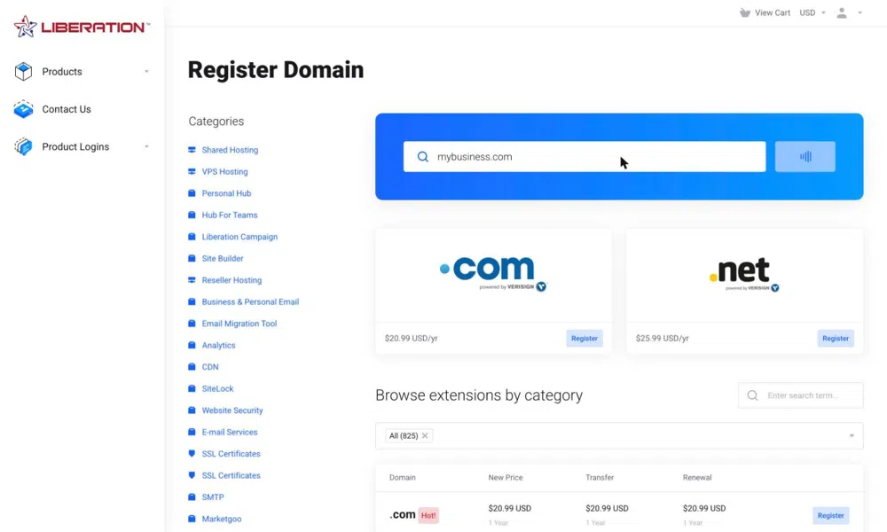Searching for a domain at Liberation Technology Services