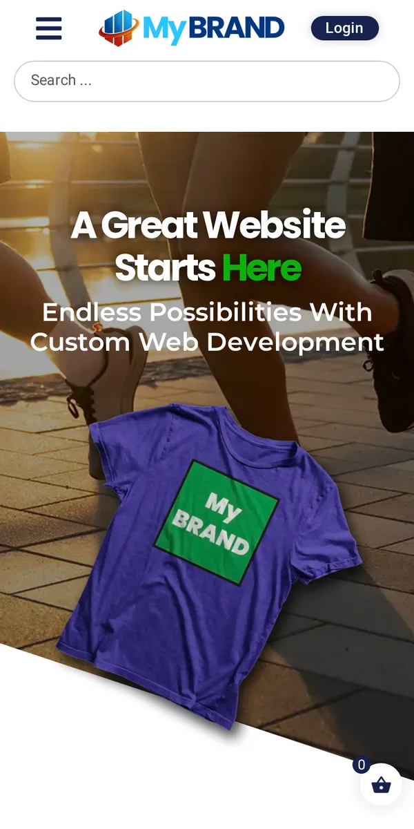 Web design demo site homepage on a phone