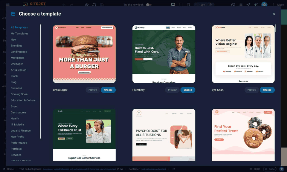 Animated tour of the template picker